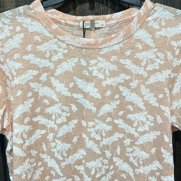 NWT Rag & Bone All Over Summer Floral Tee L Pink Multi Boho Casual Stretch Peach - Picture 4 of 8